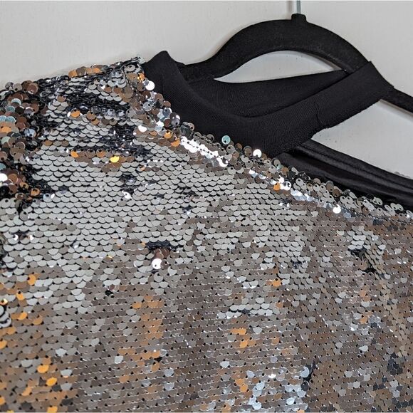 NWT RtA Axel Sparkle Cutout Sequinned One Shoulder‎ T Shirt Bottle Rocket Small - Picture 4 of 9